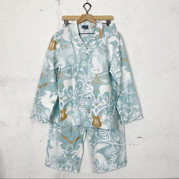 Harry Potter Pottery Barn Patronus Damask Flannel Pajama Mystic Set